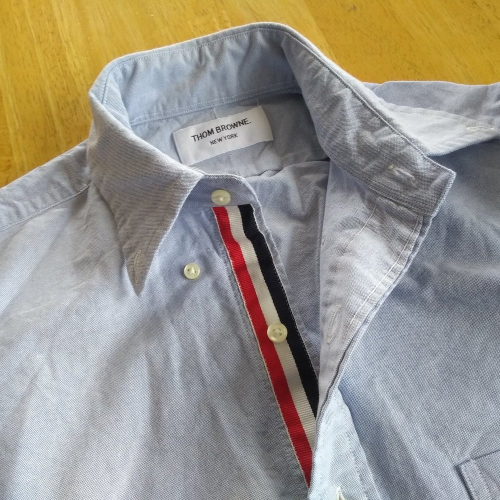 Thom Browne Blue OCBD Grosgrain TB0